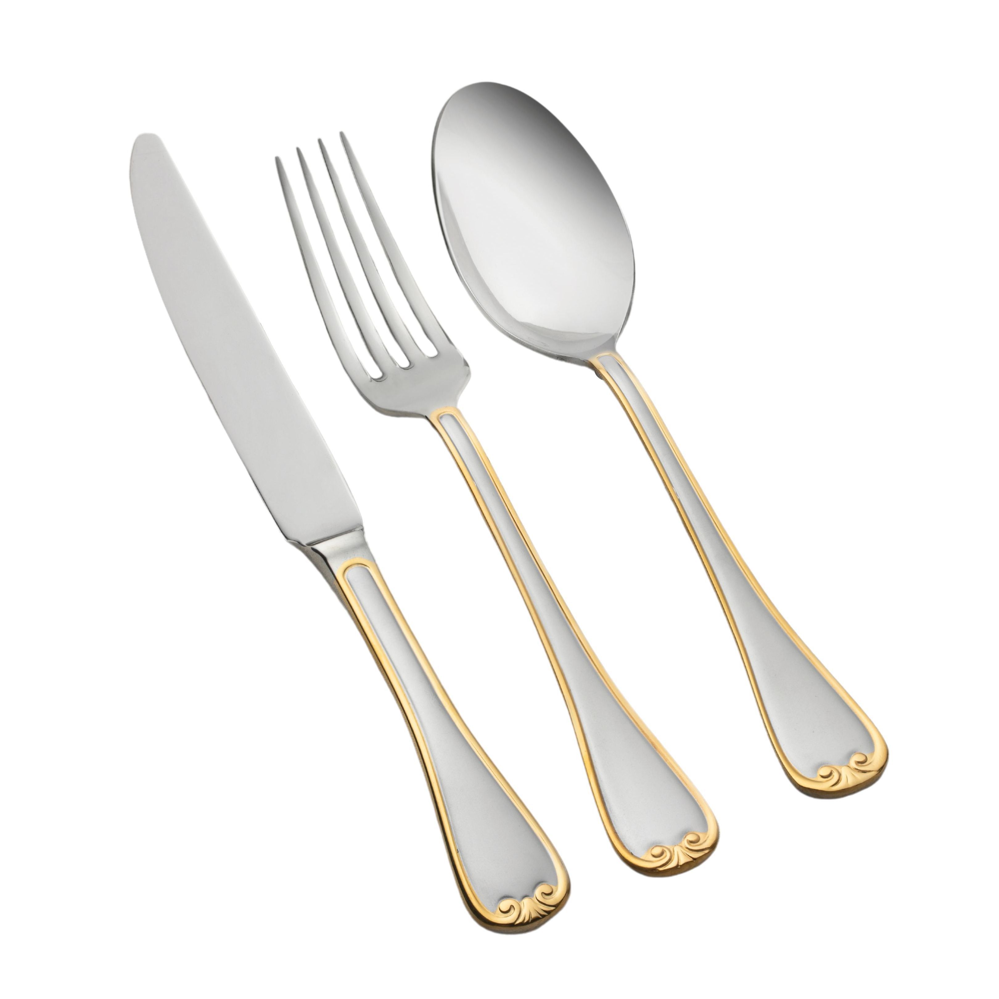Set tacamuri din otel inoxidabil aurite, colectia MONACO, 89 piese pentru 12 persoane - imagine 5
